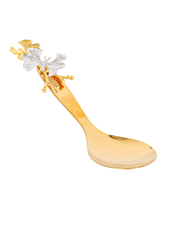 Gold & Silver Butterfly Accent Serving Spoon 12 inch
