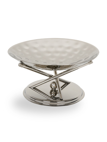 Modern Serving Bowl on Stand | Luxury Hammered Stainless Steel Serving Platter