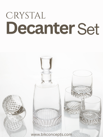 Luxury Crystal Whiskey Decanter Set with 4 Matching Glasses Gift Set