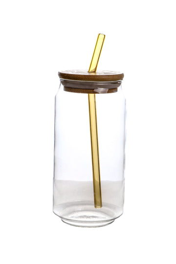 Bubble tea cups with bamboo lid and straw | Set of 6