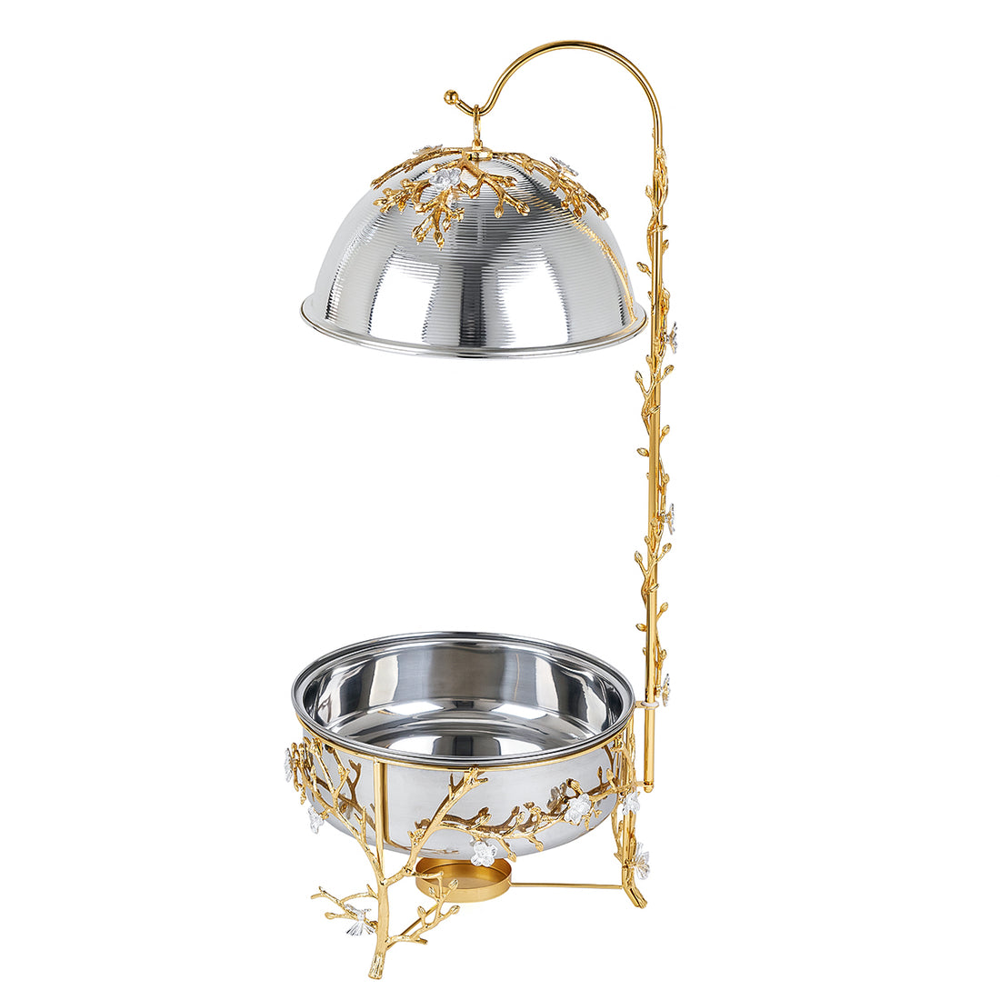 Luxury Floral Chafing Dish – 6L Stainless Steel Buffet Warmer with Dome Lid