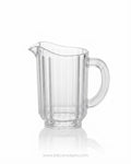 A clear ribbed plastic pitcher with a pouring spout and a curved handle, Commercial Polypropylene Beverage Pitcher Set, 1.5 Liter Clear Plastic Water Jug Bulk, Shatterproof Catering Pitcher Pack of 6, Hotel Buffet Plastic Drink Jugs, Unbreakable Restaurant Water Pitcher, Fluted Plastic Beverage Pitcher, Commercial Grade Clear Iced Tea Jug, 1.5L Plastic Pitchers Set of 6, Outdoor Catering Drinkware Bulk, Heavy Duty Commercial Plastic Jug
