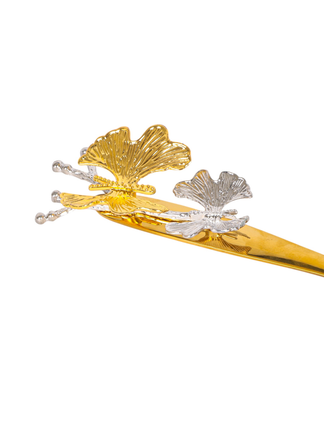 Premium gold and silver butterfly handle ladle for buffet serving