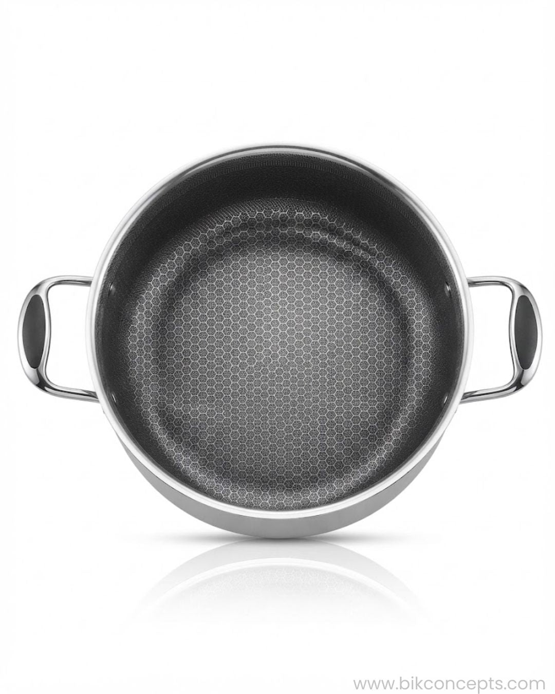 A set of four nested stainless steel pots with matching lids, 10 Piece Stainless Steel Cookware Set, 5 Layer 304 Stainless Steel Pots, Honeycomb Non Stick Casserole Set, Commercial Catering Stockpot Set USA, Professional Stainless Steel Dutch Ovens, Induction Compatible Heavy Duty Pots, Large Shallow Casserole Pan with Lid, Silver Honeycomb Technology Cookware, Premium Estate Kitchenware Set, High End Restaurant Grade Pot Set