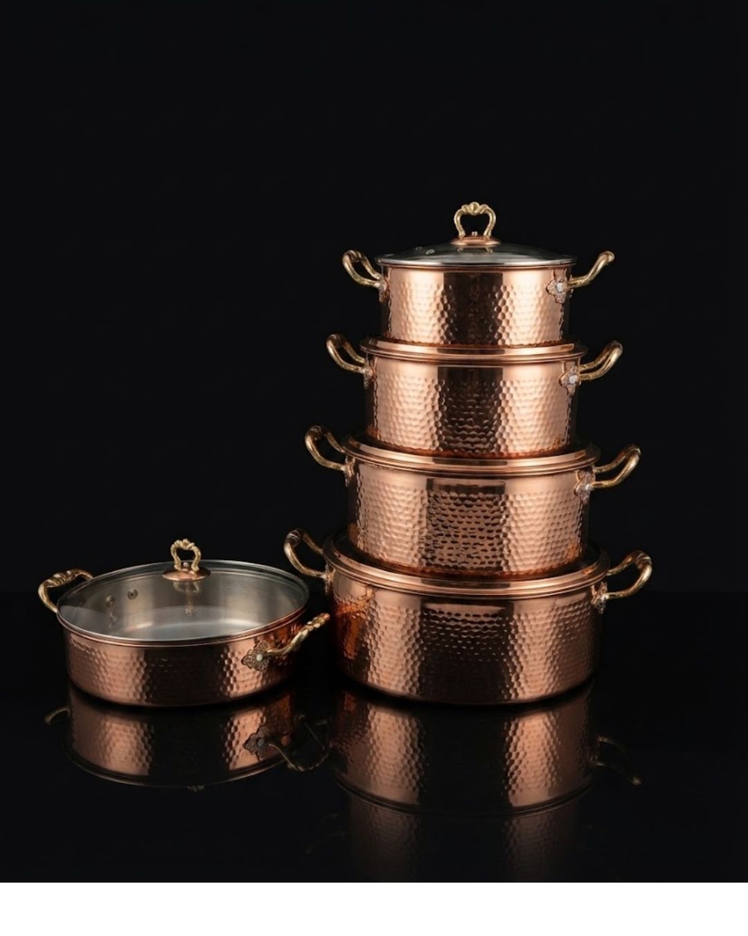 10 Piece Rose Gold Cookware Set, Hammered Stainless Steel Casserole Set, Luxury Rose Gold Pots with Glass Lids, High End Catering Food Display Vessels, Copper Color Serving Pots USA, Designer Hammered Buffet Casserole Dish, Large Capacity Catering Stockpots, Premium Estate Kitchenware Set, Decorative Rose Gold Cooking Pots, Luxury Wedding Buffet Cookware