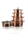 10 Piece Rose Gold Cookware Set, Hammered Stainless Steel Casserole Set, Luxury Rose Gold Pots with Glass Lids, High End Catering Food Display Vessels, Copper Color Serving Pots USA, Designer Hammered Buffet Casserole Dish, Large Capacity Catering Stockpots, Premium Estate Kitchenware Set, Decorative Rose Gold Cooking Pots, Luxury Wedding Buffet Cookware