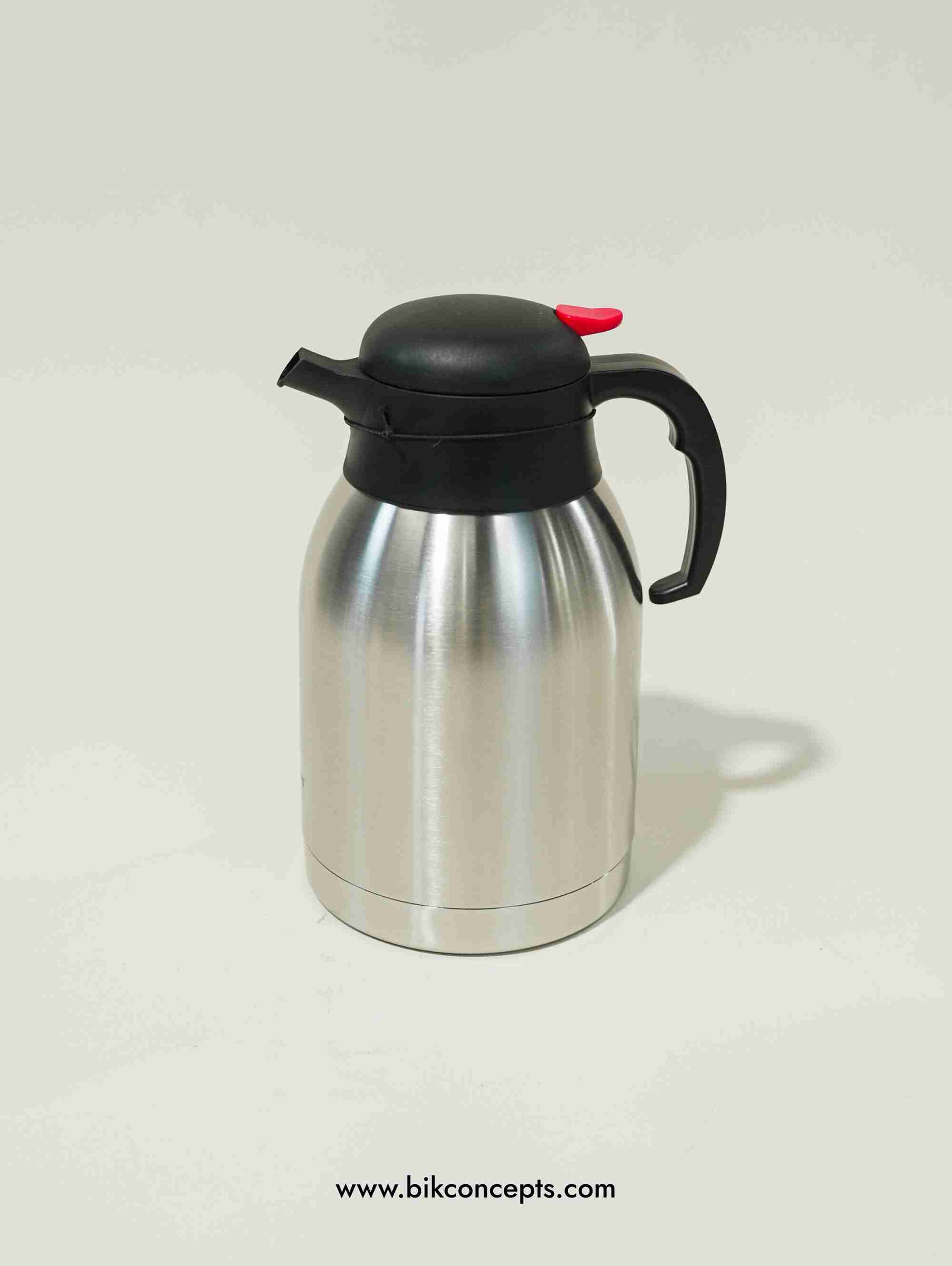 stainless steel vacuum jug, thermal coffee carafe, 2.5L insulated pitcher, hot beverage dispenser, 2 liter thermal jug, insulated water carafe