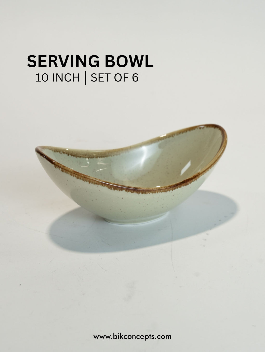 10 Inch Beige Speckle Asymmetric Serving Bowl Set of 6, Asymmetric Porcelain Bowls for Restaurants, Porcelain Salad and Pasta Dishes for Cafes, Commercial Dishwasher Safe Display Bowls, Elegant Home Hospitality Tableware, BIK Concepts Porcelain Serving Bowls