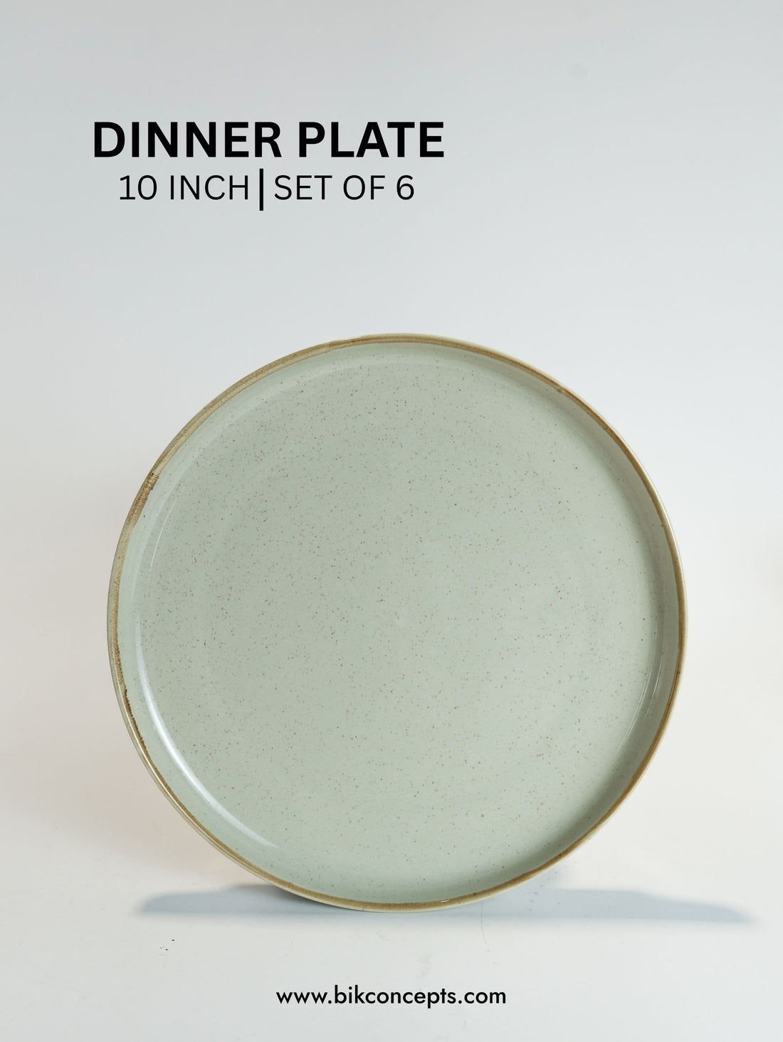 10 Inch Beige Speckle Dinner Plates Set of 6, Porcelain Dinnerware Set for Restaurants and Cafes, Artisanal Porcelain Main Course Plates with Brown Rim, Commercial Grade Dishwasher Safe Tableware, Elegant Home Hospitality Dinner Plates, BIK Concepts Large Porcelain Plate Set