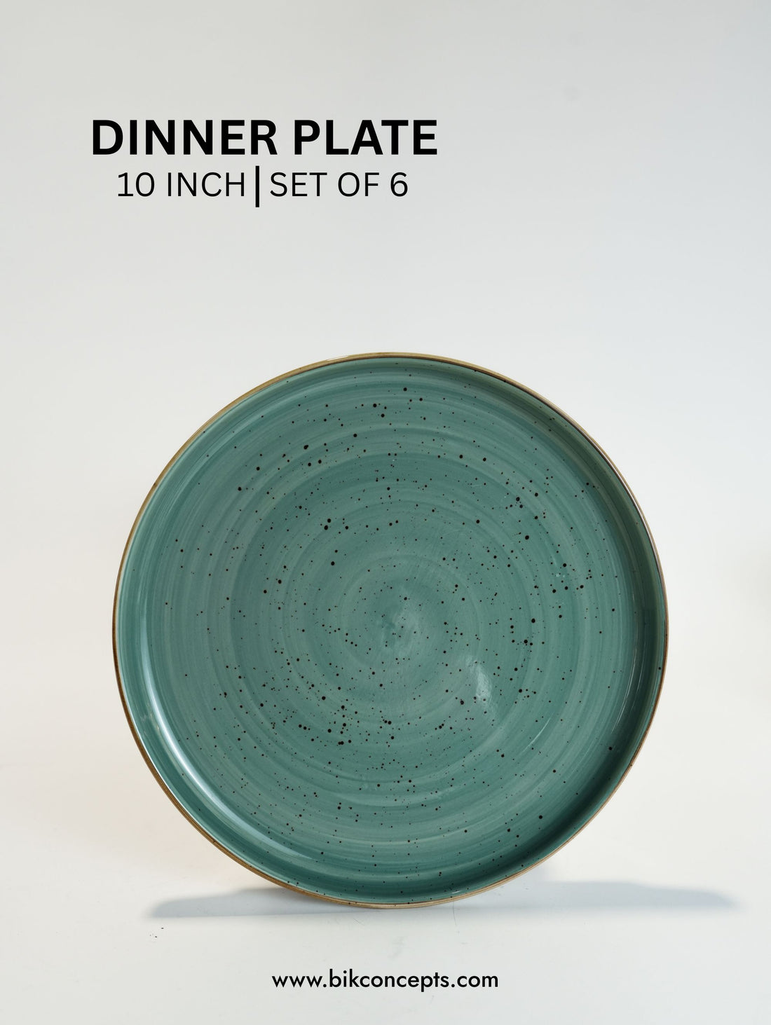 10 Inch Deep Teal Speckle Dinner Plates Set of 6, Porcelain Dinnerware Set for Restaurants and Cafes, Artisanal Porcelain Main Course Plates with Dark Rim, Commercial Grade Dishwasher Safe Tableware, Elegant Home Hospitality Dinner Plates, BIK Concepts Large Porcelain Plate Set