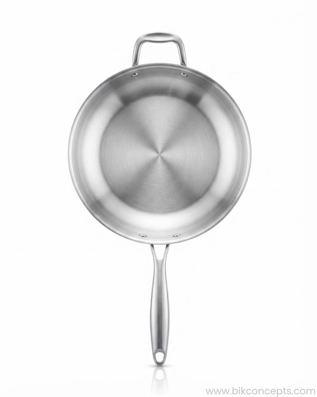 Commercial Stainless Steel Karahi Pan, 12 Inch Stainless Steel Wok with Long Handle, Heavy Duty Restaurant Kadai Pan, Stainless Steel Stir Fry Wok Flat Bottom, Commercial Hotel Cookware Karahi, Catering Stainless Steel Frying Pan, SUS 304 Stainless Steel Karahi 12 Inch, Deep Stainless Steel Chef Pan with Helper Handle, High Heat Commercial Induction Wok, Professional Grade Silver Stainless Steel Kadai
