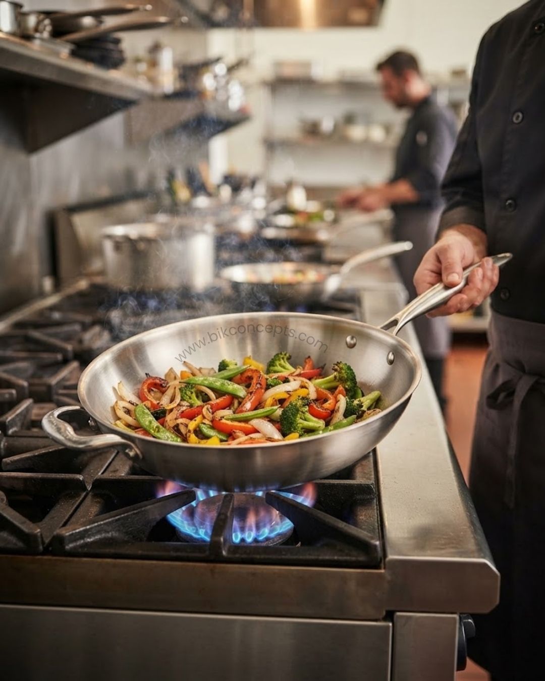 Commercial Stainless Steel Karahi Pan, 12 Inch Stainless Steel Wok with Long Handle, Heavy Duty Restaurant Kadai Pan, Stainless Steel Stir Fry Wok Flat Bottom, Commercial Hotel Cookware Karahi, Catering Stainless Steel Frying Pan, SUS 304 Stainless Steel Karahi 12 Inch, Deep Stainless Steel Chef Pan with Helper Handle, High Heat Commercial Induction Wok, Professional Grade Silver Stainless Steel Kadai