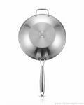 Commercial Stainless Steel Karahi Pan, 12 Inch Stainless Steel Wok with Long Handle, Heavy Duty Restaurant Kadai Pan, Stainless Steel Stir Fry Wok Flat Bottom, Commercial Hotel Cookware Karahi, Catering Stainless Steel Frying Pan, SUS 304 Stainless Steel Karahi 12 Inch, Deep Stainless Steel Chef Pan with Helper Handle, High Heat Commercial Induction Wok, Professional Grade Silver Stainless Steel Kadai