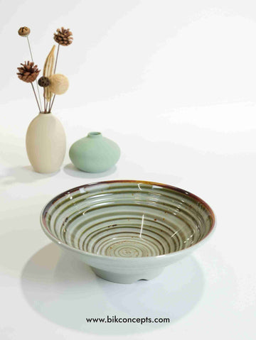 9.3 inch serving bowl, willow green melamine, sage green salad bowl, shatterproof pasta bowl, unbreakable serving dish, green melamine bowl.