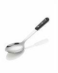 A stainless steel serving spoon with a black plastic handle, Stainless Steel Serving Spoon 14.5 Inch, Large Metal Buffet Serving Spoon, Commercial Catering Basting Spoon, Heavy Duty Riveted Handle Serving Utensil, Long Handle Chafing Dish Spoon, Industrial Hotel Banquet Serving Spoon, Professional Stainless Steel Food Spoon, Deep Bowl Buffet Spoon 2.8 Inch, Restaurant Quality Metal Serving Utensils, Durable Rice and Curry Serving Spoon