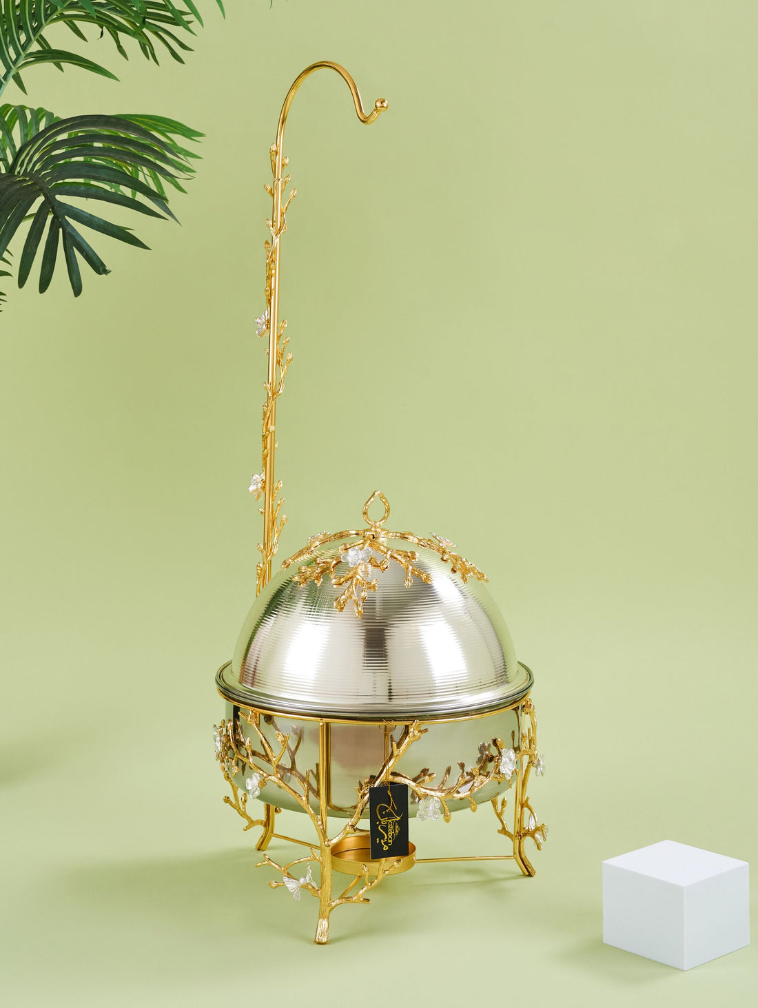 Luxury Floral Chafing Dish – 6L Stainless Steel Buffet Warmer with Dome Lid