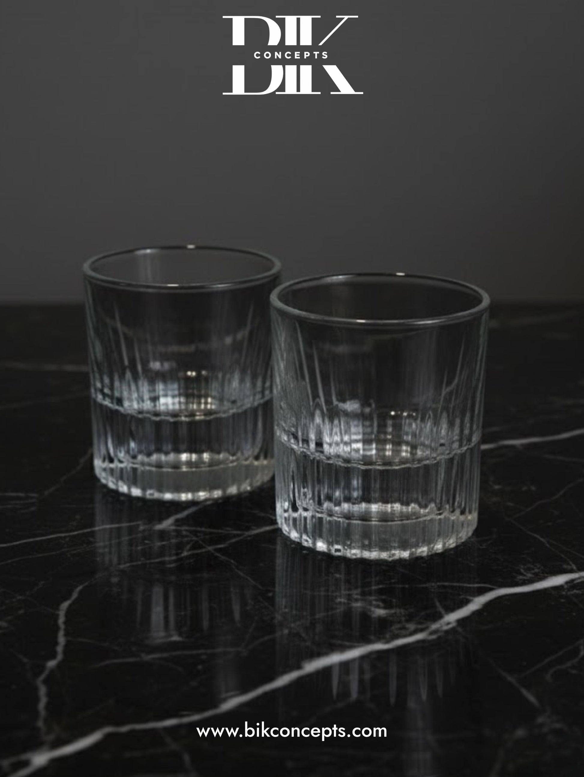 ribbed glass tumbler, fluted rocks glass, 6.7oz drinking glass, 200ml glass cup, vertical ribbed glassware, origami style glass, small cocktail glass USA