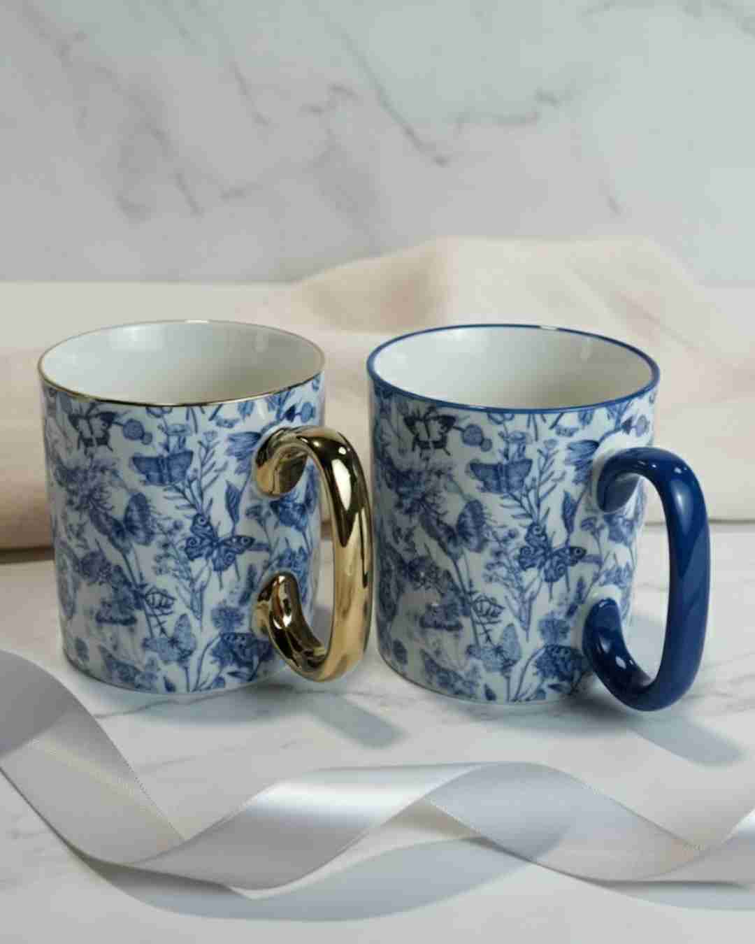 Luxury Blue & White Porcelain Mug Set (450ml)