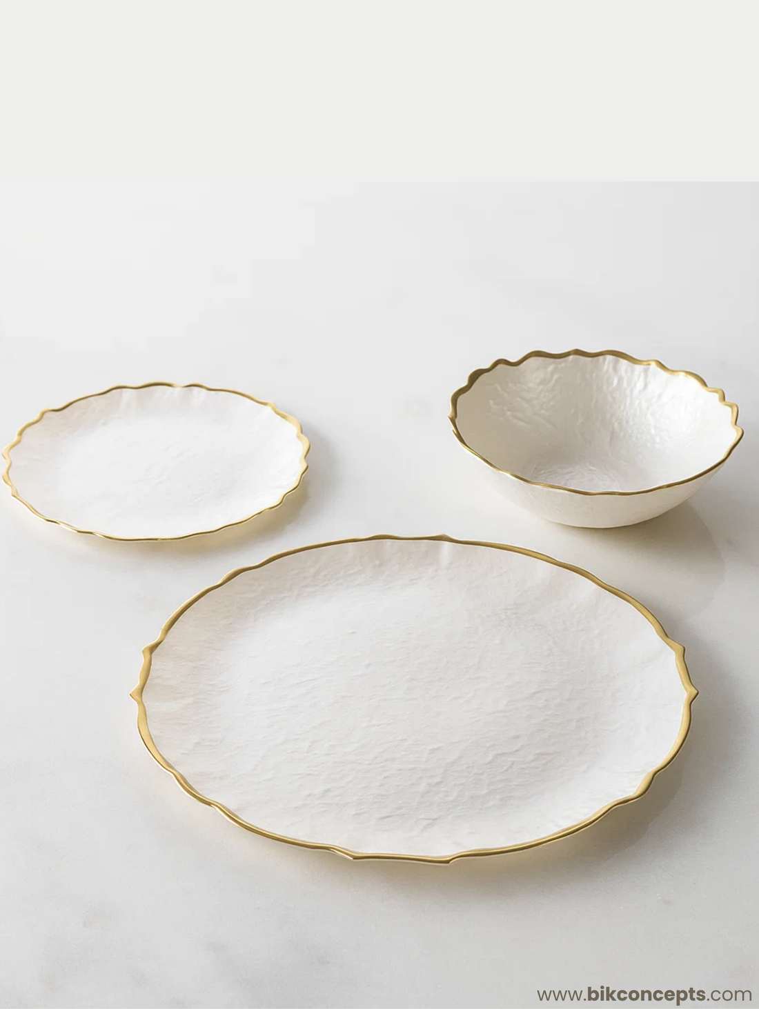 7 Piece Luxury White Turkish Platter Set with Golden Trim