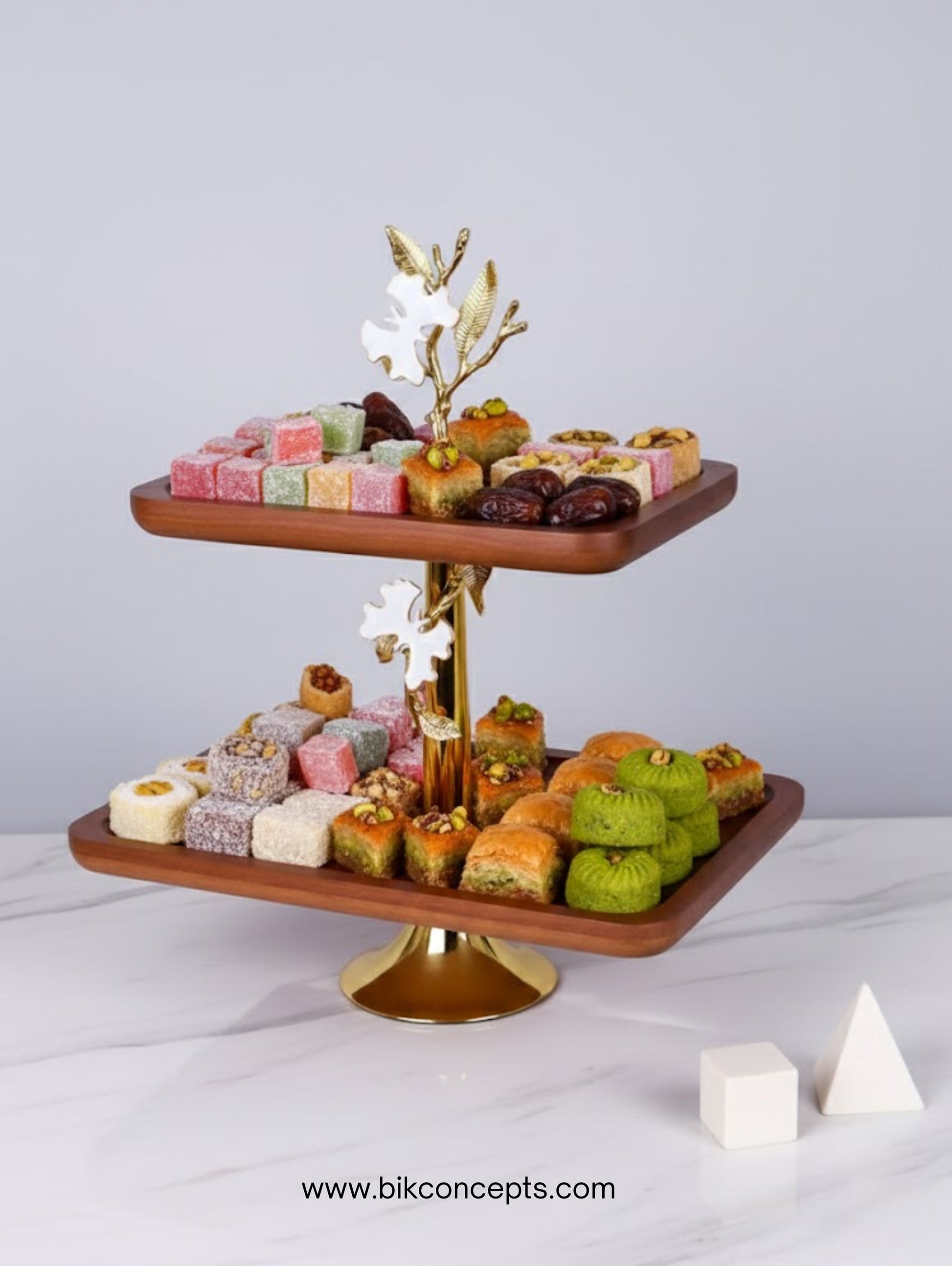 2 Tier Serving Tray, Wooden Platter with Gold Stand, Luxury Buffet Server, Orchid Decor Tableware, Tiered Dessert Stand, Appetizer Display Set, Modern Farmhouse Platter, Gold Branch Serving Tray, Decorative Food Display, Afternoon Tea Stand, Rectangular Tiered Tray, Upscale Entertaining Essentials, Elegant Centerpiece Platter, Solid Wood Serving Trays, Gourmet Food Presentation, Wedding Gift Platter, Housewarming Gift Idea, Rustic Gold Table Decor, Two Layer Serving Board, Boutique Hospitality Supplies