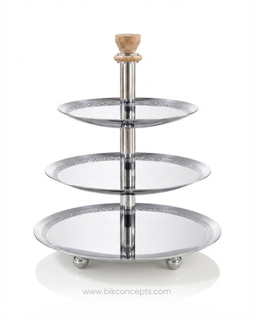 3 Tier Stainless Steel Serving Platter, Mirror Finish Dessert Stand 15 Inch, Tiered Pastry Display Tray Silver, Hotel Buffet Catering Serving Stand, High Tea Tiered Serving Tray, Commercial Stainless Steel Appetizer Stand, Footed 3 Tier Cupcake Stand Silver, Stainless Steel Buffet Risers and Displays