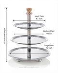 3 Tier Stainless Steel Serving Platter, Mirror Finish Dessert Stand 15 Inch, Tiered Pastry Display Tray Silver, Hotel Buffet Catering Serving Stand, High Tea Tiered Serving Tray, Commercial Stainless Steel Appetizer Stand, Footed 3 Tier Cupcake Stand Silver, Stainless Steel Buffet Risers and Displays