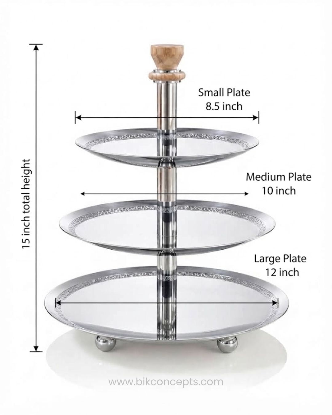 3 Tier Stainless Steel Serving Platter, Mirror Finish Dessert Stand 15 Inch, Tiered Pastry Display Tray Silver, Hotel Buffet Catering Serving Stand, High Tea Tiered Serving Tray, Commercial Stainless Steel Appetizer Stand, Footed 3 Tier Cupcake Stand Silver, Stainless Steel Buffet Risers and Displays