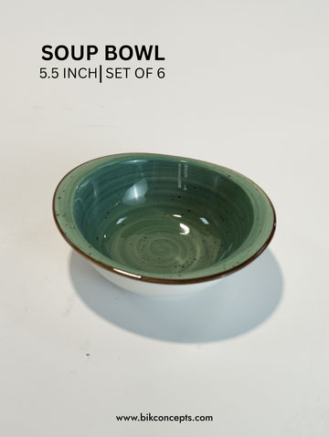 5.5" Deep Teal Speckle Soup Bowl - Set of 6