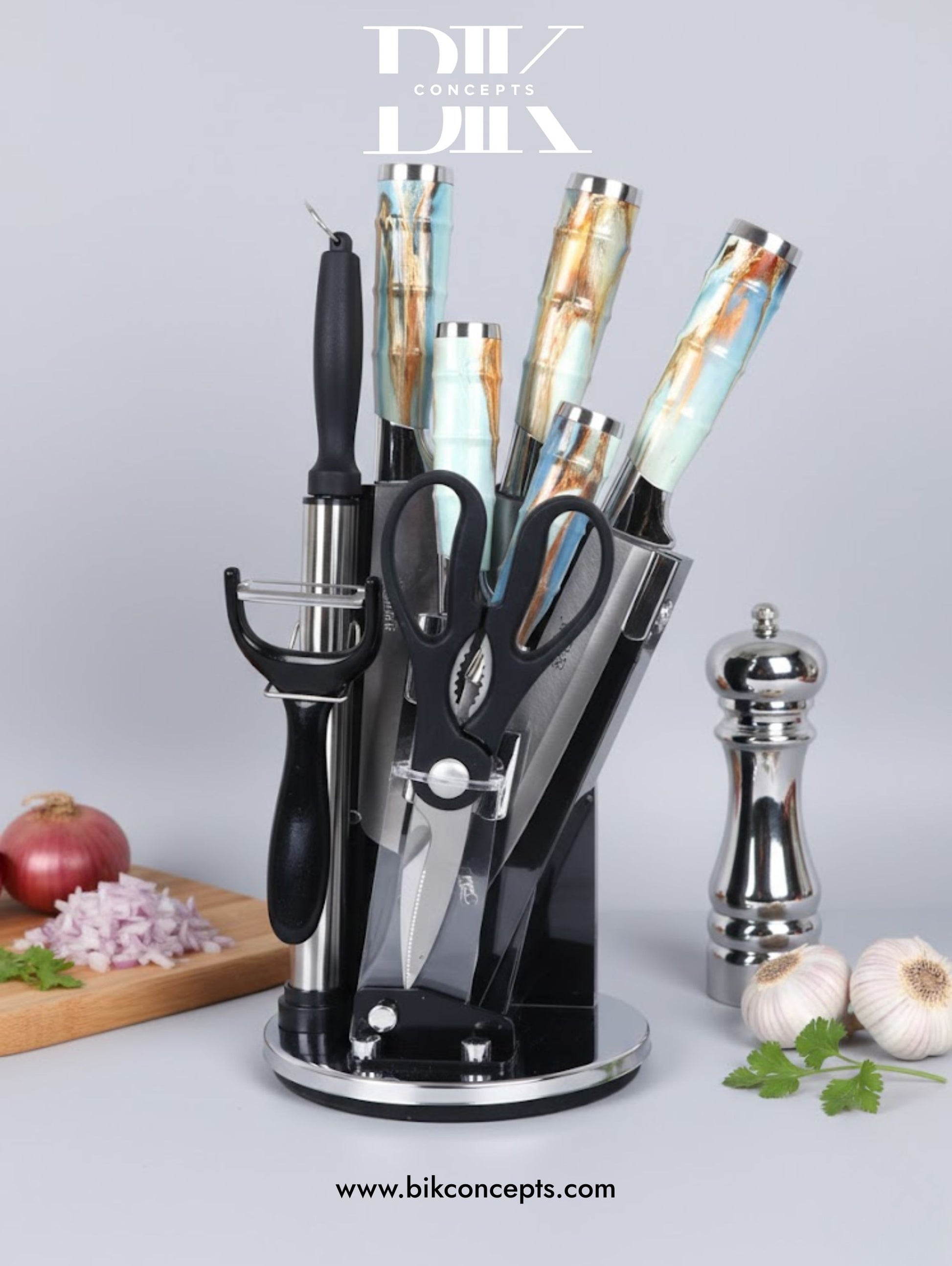 8 piece knife set, professional kitchen knives, stainless steel knife set, chef knife set