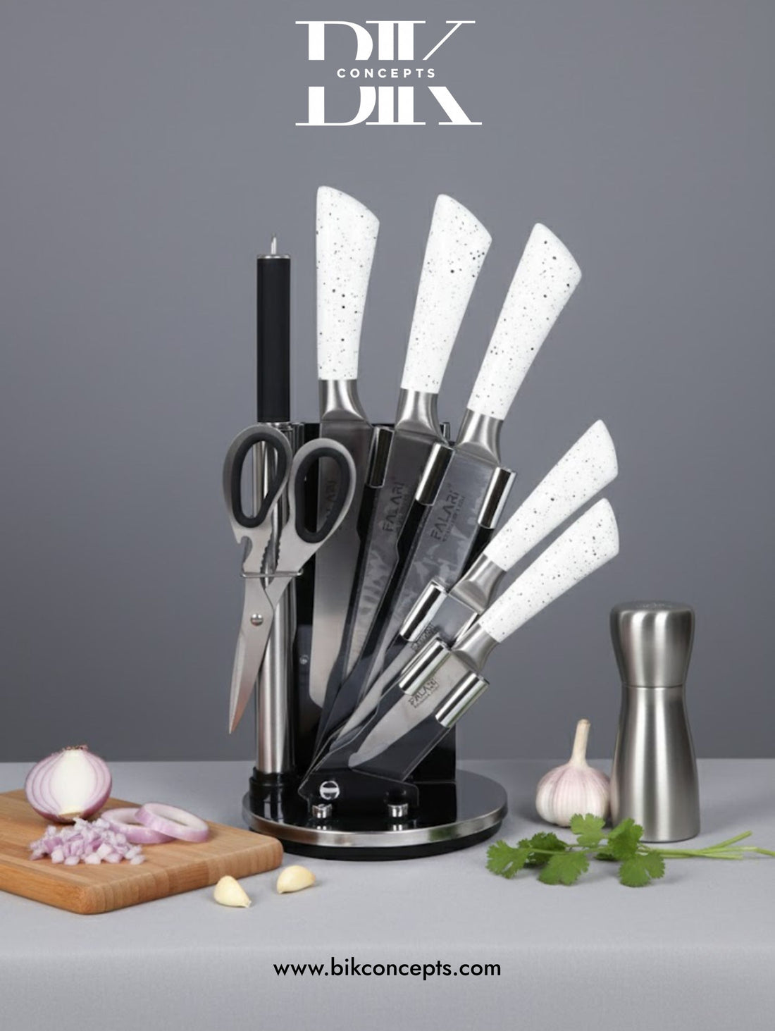 8 piece knife set, professional kitchen knives, stainless steel knife set, chef knife set