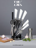 Culinary student knife kit, portable knife roll, high carbon steel knives, ergonomic kitchen knives, butcher knife set, sharp cooking knives