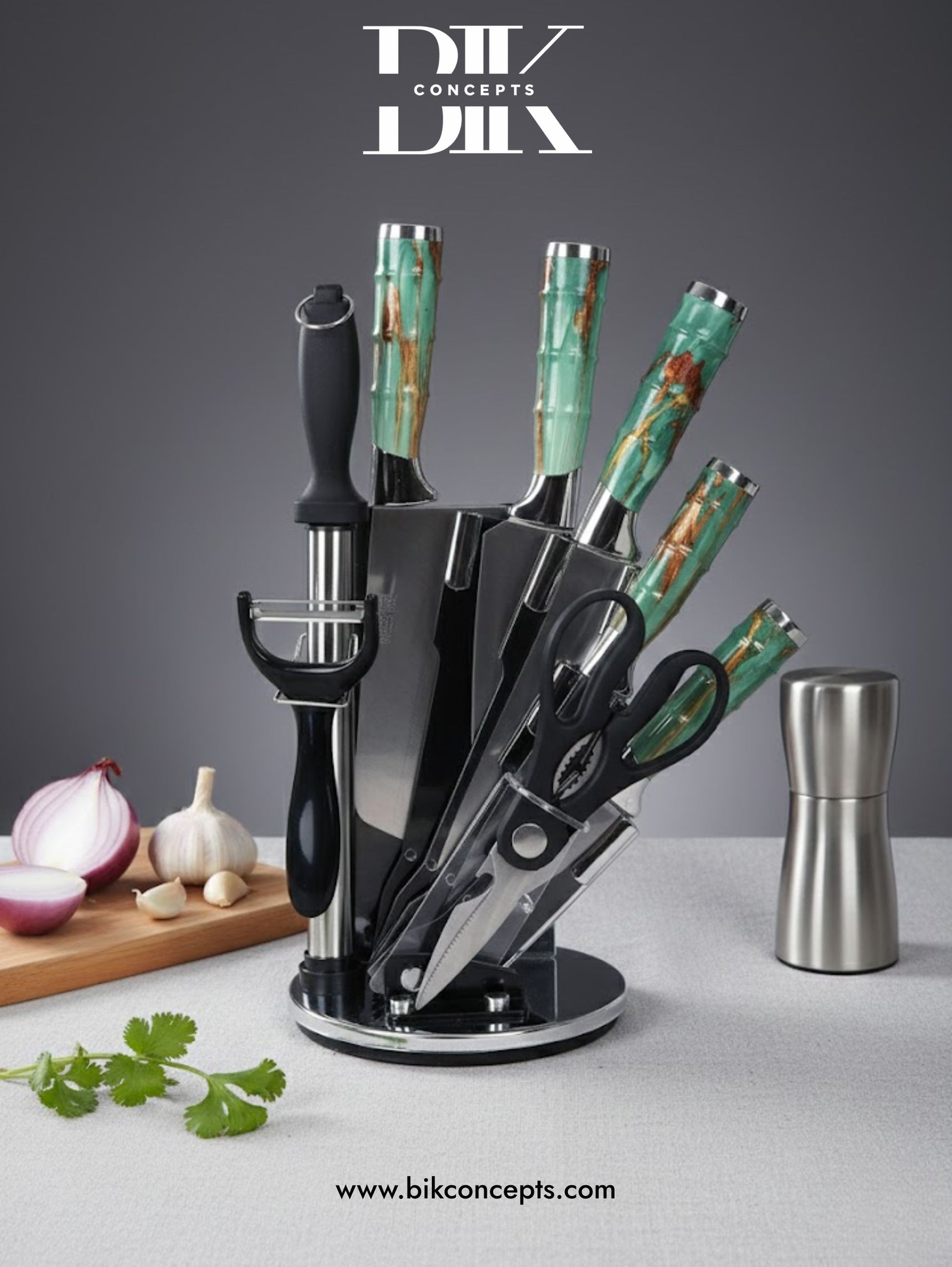 8 piece knife set, professional kitchen knives, stainless steel knife set, chef knife set