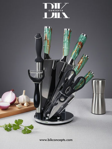 8 piece knife set, professional kitchen knives, stainless steel knife set, chef knife set