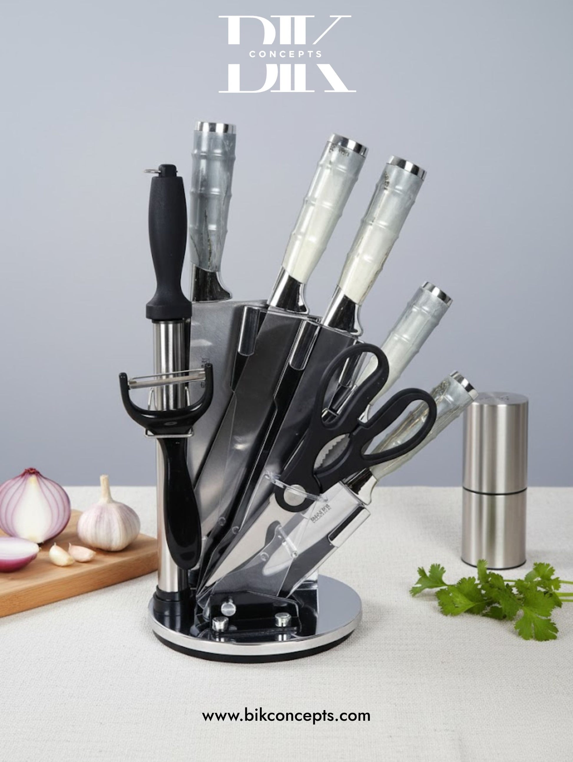 Culinary student knife kit, portable knife roll, high carbon steel knives, ergonomic kitchen knives, butcher knife set, sharp cooking knives