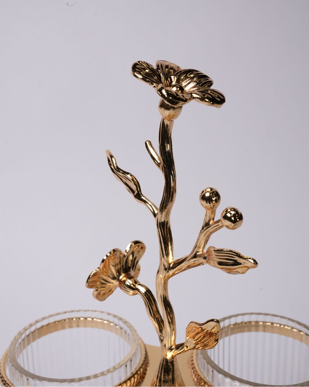 Gold Cutlery Holder, Luxury Flatware Caddy, High End Catering Utensil Holder, Fluted Glass Spoon Fork Stand, Gold Metal Silverware Organizer, Decorative Buffet Flatware Caddy, Upscale Wedding Utensil Stand, Designer Kitchen Counter Cutlery Caddy, 3 Compartment Glass Cutlery Stand, Luxury Tabletop Utensil Storage