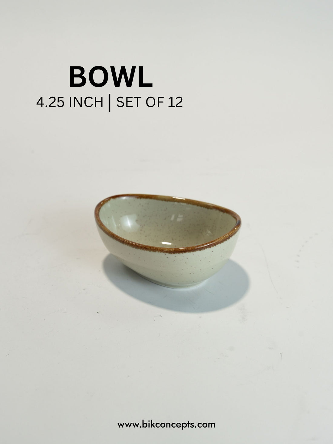 4.25 Inch Beige Speckle Dip Ramekin Bowl Case of 12, Small Porcelain Sauce Bowls for Cafes, Porcelain Soy Sauce Dishes with Brown Rim for Restaurants, Commercial Dishwasher Safe Catering Ramekins, Elegant Home Hospitality Dip Bowls, BIK Concepts Mini Dip Bowls