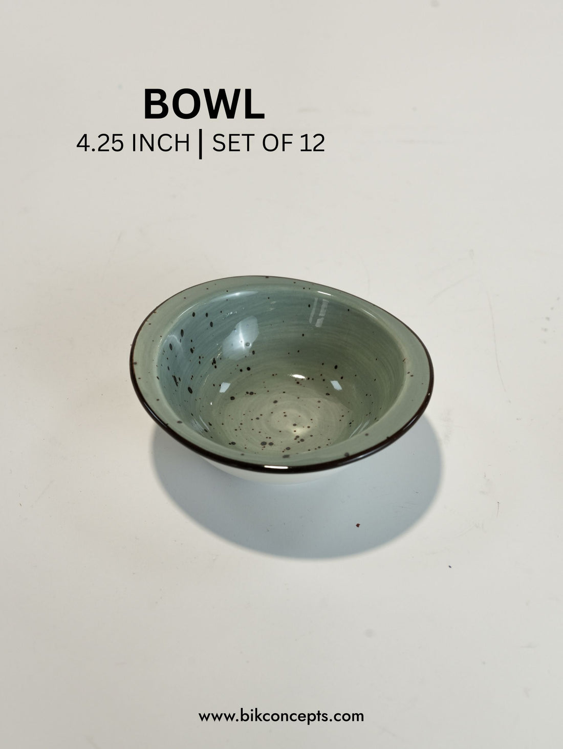 4.25 Inch Seafoam Speckle Dip Bowl Case of 12, Small Ceramic Sauce and Condiment Bowls, Seafoam Green Stoneware Soy Sauce Dishes with Dark Rim, Dishwasher and Microwave Safe Dipping Cups, Commercial Grade Catering Mini Bowls, BIK Concepts Small Appetizer and Dip Bowls