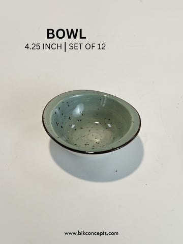4.25 Inch Seafoam Speckle Dip Bowl Case of 12, Small Ceramic Sauce and Condiment Bowls, Seafoam Green Stoneware Soy Sauce Dishes with Dark Rim, Dishwasher and Microwave Safe Dipping Cups, Commercial Grade Catering Mini Bowls, BIK Concepts Small Appetizer and Dip Bowls