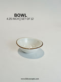 4.25 Inch Speckled White Side Dipping Bowls Set of 12, Small Ceramic Sauce and Condiment Bowls, Speckled White Stoneware Soy Sauce Dishes with Brown Rim, Dishwasher and Microwave Safe Dipping Cups, Commercial Grade Catering Mini Bowls, BIK Concepts Small Appetizer and Dip Bowls