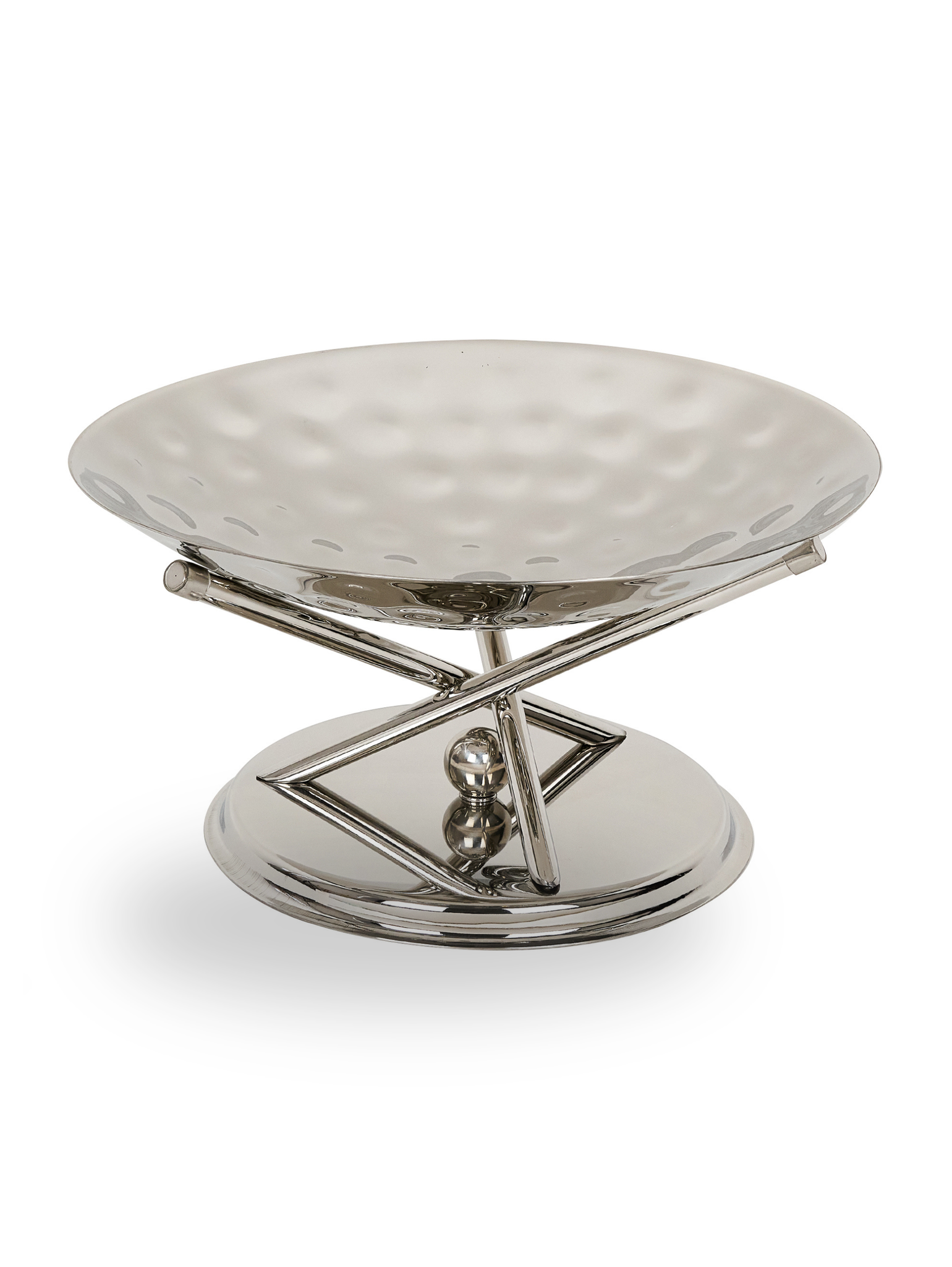 Modern  Serving Bowl on Stand | Luxury Hammered Stainless Steel Serving Platter