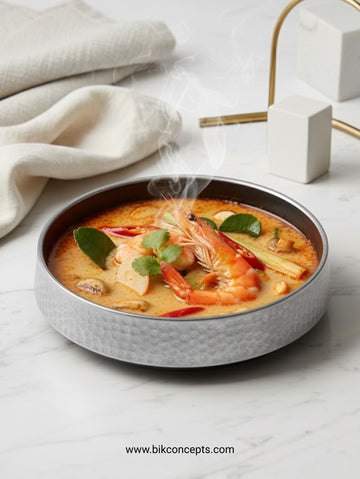 Set of 6 | 6-Inch Luxe Silver-Rimmed Porcelain Deep Bowl