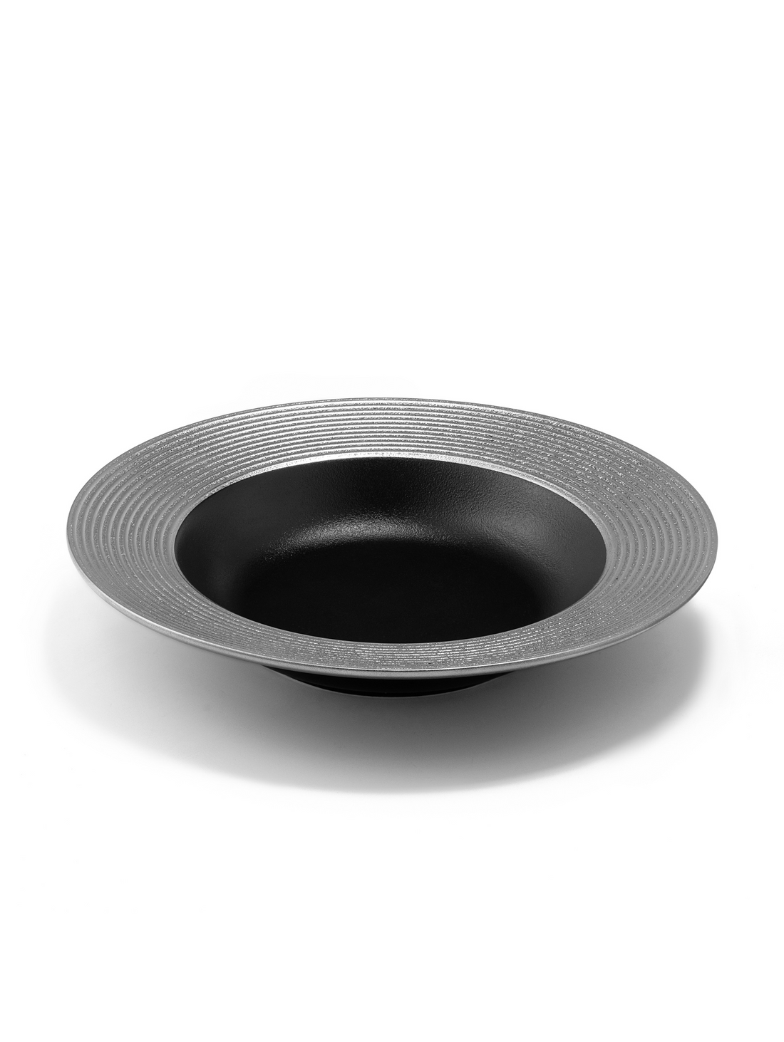 Silver Rimmed Porcelain Deep Plate