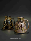 Black and gold carafe, 1L insulated flask, luxury coffee server, black thermal tea pot, elegant Gahwa flask, modern Arabic coffee pot, luxury home decor.