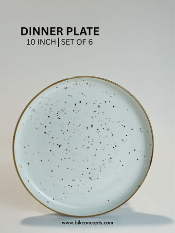 Classic 10" Speckled White Dinner Plates - Set of 6