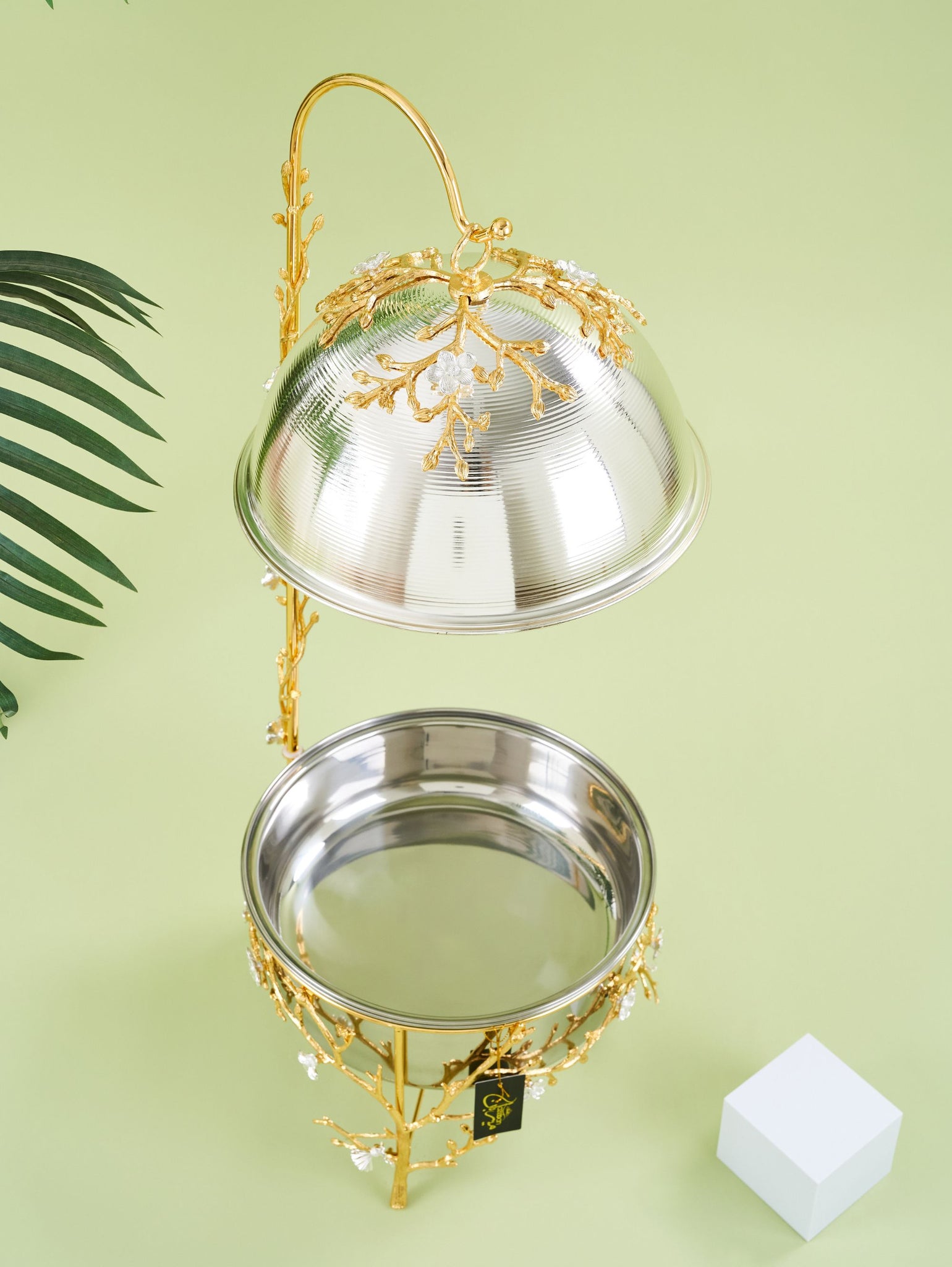 Luxury Floral Chafing Dish – 6L Stainless Steel Buffet Warmer with Dome Lid