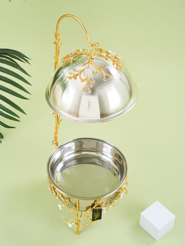 Luxury Floral Chafing Dish – 6L Stainless Steel Buffet Warmer with Dome Lid