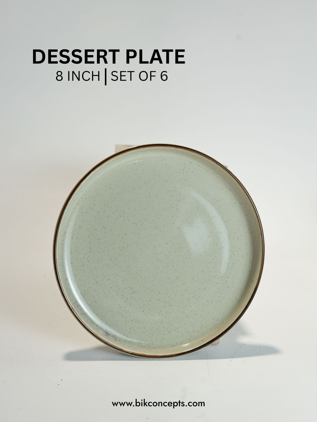 8 Inch Beige Speckle Dessert Plates Set of 6, Small Porcelain Appetizer Plates for Cafes, Artisanal Porcelain Side Dishes with Brown Rim, Commercial Dishwasher Safe Dessert Plates, Elegant Home Hospitality Tableware, BIK Concepts Porcelain Side Plate Set