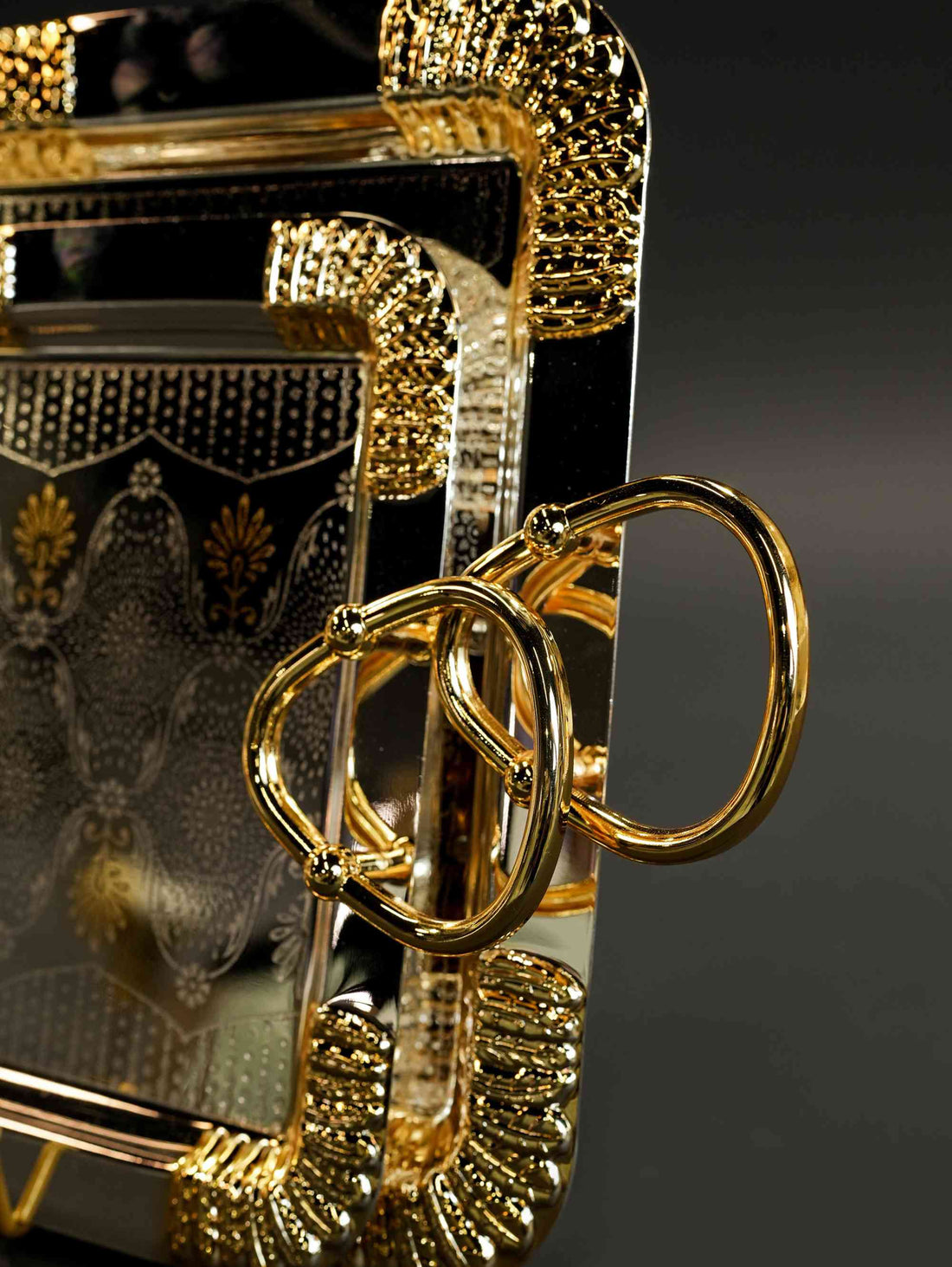 Royal Gold & Silver Serving Tray Set (2pc) | Luxury Rectangular Butler Trays