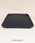 Non-slip serving tray set, black rectangular bar tray, professional waiter tray, non-skid restaurant tray, rubber grip food tray, bulk serving trays for cafes, 6 pack anti-slip trays.