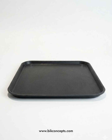 Non-slip serving tray set, black rectangular bar tray, professional waiter tray, non-skid restaurant tray, rubber grip food tray, bulk serving trays for cafes, 6 pack anti-slip trays.